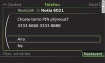 Údaj PIN k zadání do mobilního telefonu