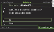 Anzeige der PIN zur Eingabe ins Mobiltelefon