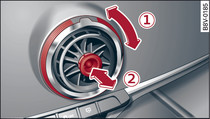 Dashboard: Adjusting air outlet