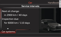 Display in dashboard for MMI* system: Example of a service interval display