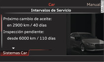 Pantalla en el tablero de instrumentos para el MMI*: Indicador de intervalos de servicio (ejemplo)