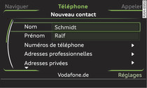 Création d'un nouveau contact