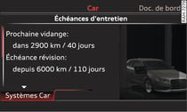 Écran du MMI* sur le tableau de bord : exemple d'un indicateur de périodicité d'entretien