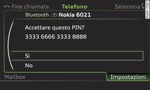 Visualizzazione del codice PIN per l'inserimento mediante il telefono cellulare