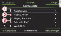 Ringa telefonnummer från samtalslistan