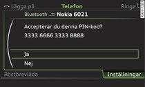 visning av PIN-kod för inmatning i mobiltelefonen