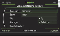 Telefon numarasının adres defterine kaydedilmesi