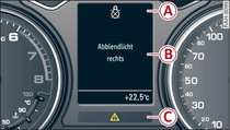 Kombiinstrument: Anzeigeschema Fahrzeuge mit einfarbigem Display (Beispiel)