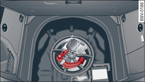 Luggage compartment: Ball joint for towing bracket (stowage example)