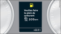 Écran : rappel combiné de plein d'essence/de gaz naturel