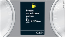 Wyświetlacz: łączona sygnalizacja tankowania dla benzyny i gazu ziemnego