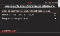 Exemplo MMI: ligar/desligar imediatamente o aquecimento/climatização* estacionário