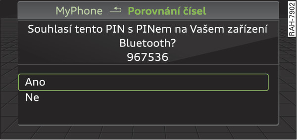 Obr. 211 Údaj PIN k zadání do mobilního telefonu