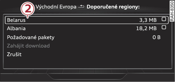 Obr. 238 Příklad: volba určitého balíčku zemí