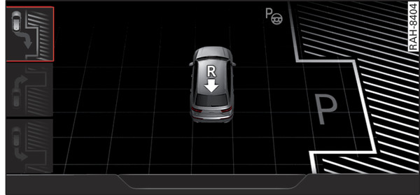 Obr. 192 Infotainment: pokyn k další jízdě dozadu