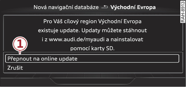 Obr. 237 Příklad: ukazatel nové aktualizace map online