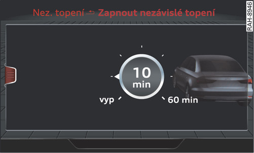 Obr. 95 Infotainment: okamžité zapnutí/vypnutí nezávislého topení