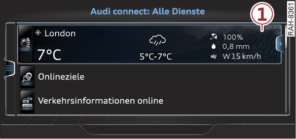 Abb. 223 Audi connect (Infotainment) Startseite