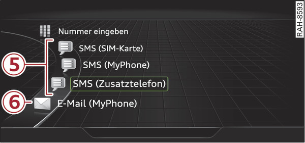 Abb. 215 Erweitertes Auswahlmenü im Telefon