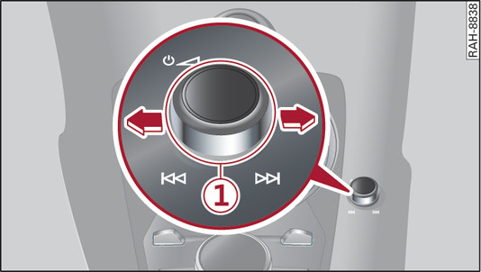 Abb. 195 MMI Ein-/Ausschaltknopf mit Joystick-Funktion