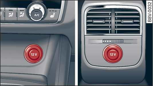 Fig. 73 Centre console: 12 Volt socket (front/rear)