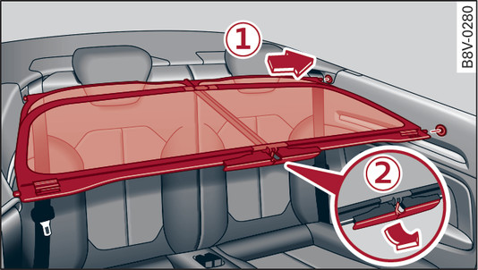 Fig. 40 Rear cabin: Fitting windbreak (1)