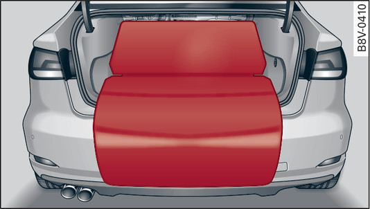 Fig. 82 Luggage compartment: Reversible floor covering with backrest folded down (example)