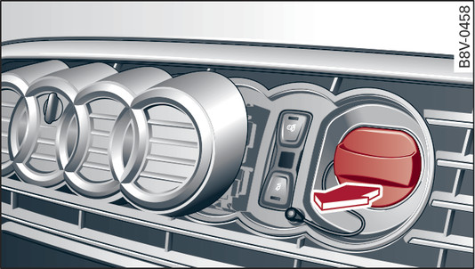 Fig. 144 Radiator grille: Charging connection cap