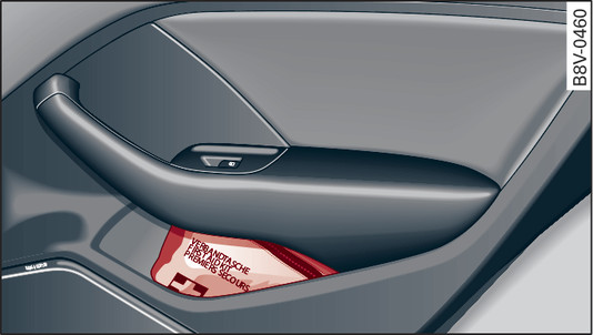 Fig. 321 Right rear door: Stowing the first-aid kit (example)