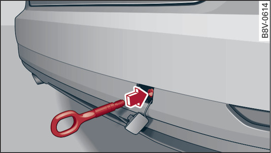 Fig. 342 Rear bumper (right side): Towline anchorage screwed in