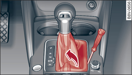 Fig. 111 Selector lever: Removing the boot