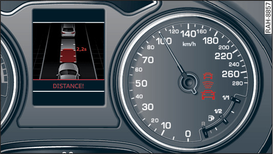 Fig. 166 Instrument cluster: Distance indicator/warning