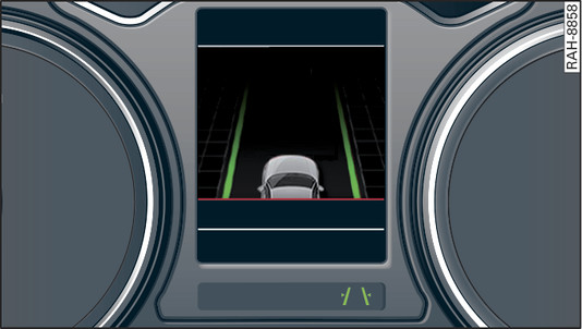 Fig. 170 Instrument cluster: active lane assist switched on and ready to warn