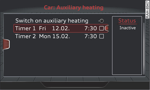 Fig. 96 Infotainment display: Setting timers