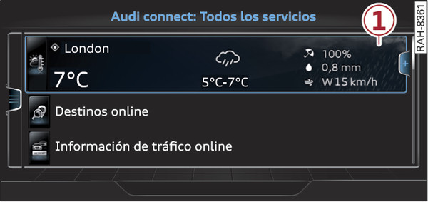 Fig. 223Página de inicio de Audi connect (infotainment)