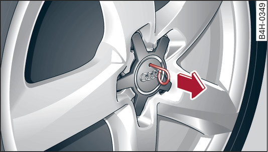 Fig. 326 Roue : enjoliveur de roue central*