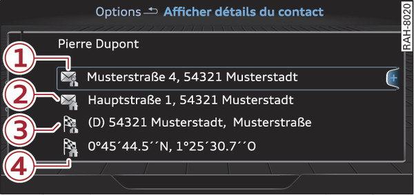 Fig. 226 Contacts du carnet d adresses possibles