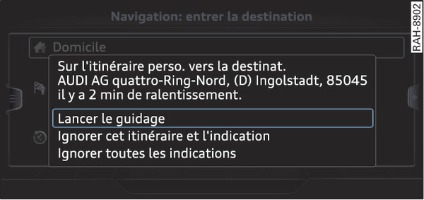 Fig. 230 Indication concernant l itinéraire personnalisé