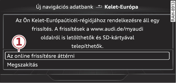 237. ábraPélda: egy új online térképfrissítés kijelzése