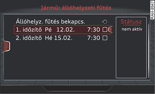 96. ábraInformációs rendszer: az időkapcsoló beállítása