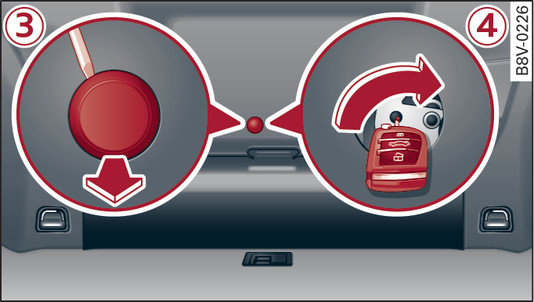 Fig. 30Vale per: variante 2 Particolare del bagagliaio: accesso al dispositivo per lo sbloccaggio di emergenza