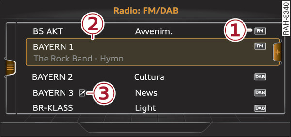 Fig. 242Lista delle stazioni radio FM/DAB