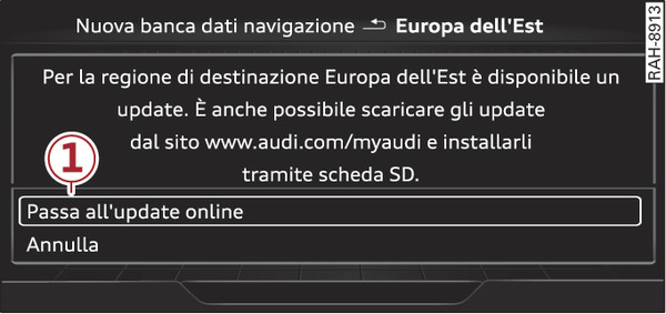 Fig. 237Esempio: visualizzazione di un nuovo update online delle cartine