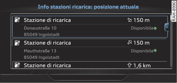 Fig. 241Esempio: colonnine di ricarica nei dintorni della posizione attuale