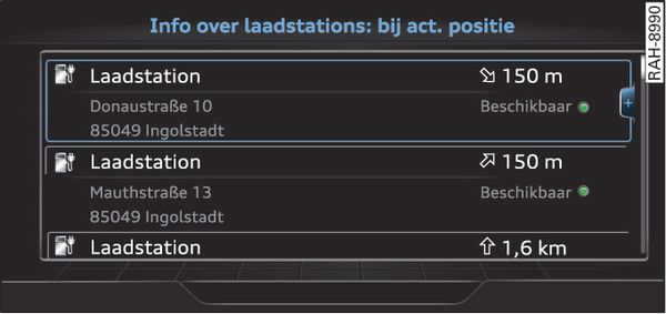 Afbeelding 241Voorbeeld: Laadzuilen in de omgeving van de actuele positie