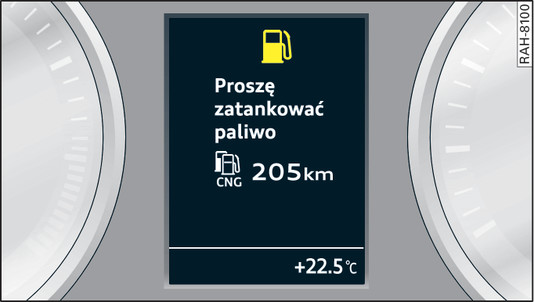 Rys. 118Wyświetlacz: łączona sygnalizacja tankowania dla benzyny i gazu ziemnego