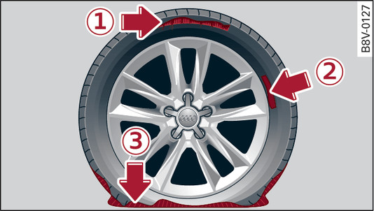 Fig. 324Pneu: danos no pneu irreparáveis