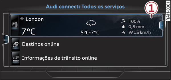 Fig. 223Página inicial do Audi connect (Infotainment)