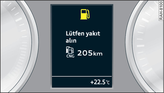 Şek. 118Ekran: Benzin ve doğalgaz için kombine yakıt doldurma uyarısı