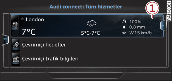 Şek. 223Audi connect (Infotainment) başlangıç sayfası